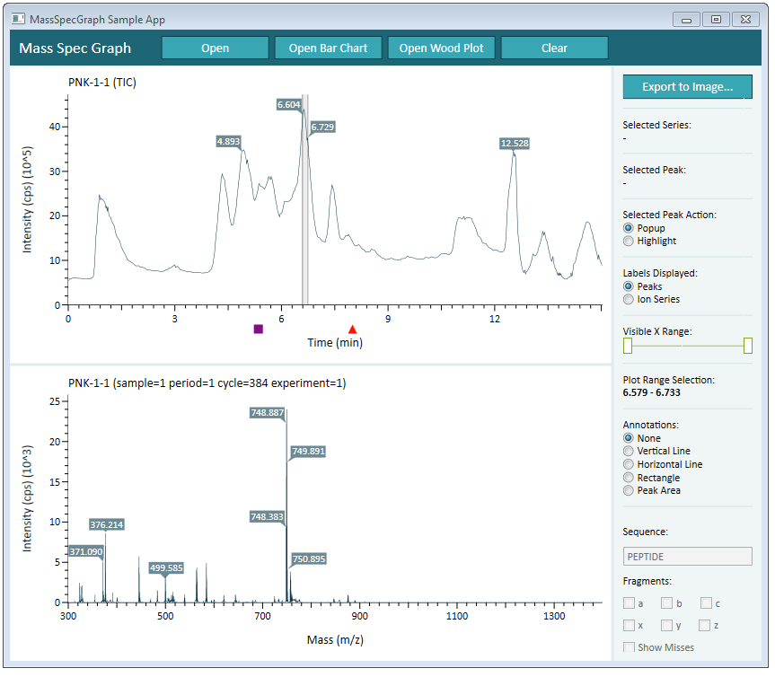 Example app with MassSpecGraph